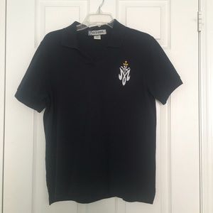 vintage v neck navy blue collared polo tee